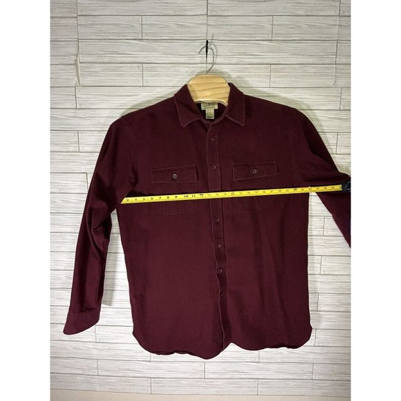 LL Bean Mens Button Front Chamois Shirt Red Long Sleeve Collar Flap Pockets XLT - Picture 6 of 8